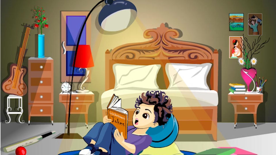 Boy reading book during lockdown